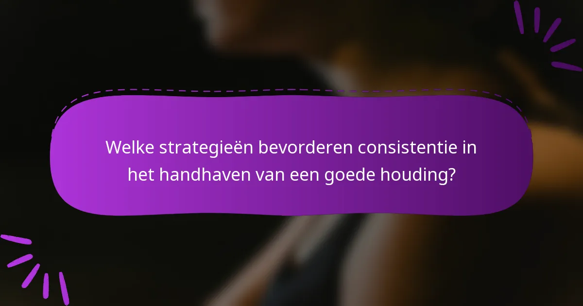Welke strategieën bevorderen consistentie in het handhaven van een goede houding?